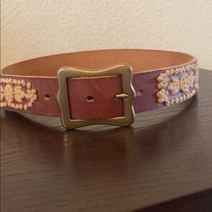 Embroidered leather belt